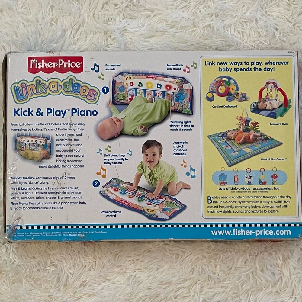 Fisher-Price Kick & Play Piano - Link-a-doos Baby Toy (Birth+) - Picture 2 of 5